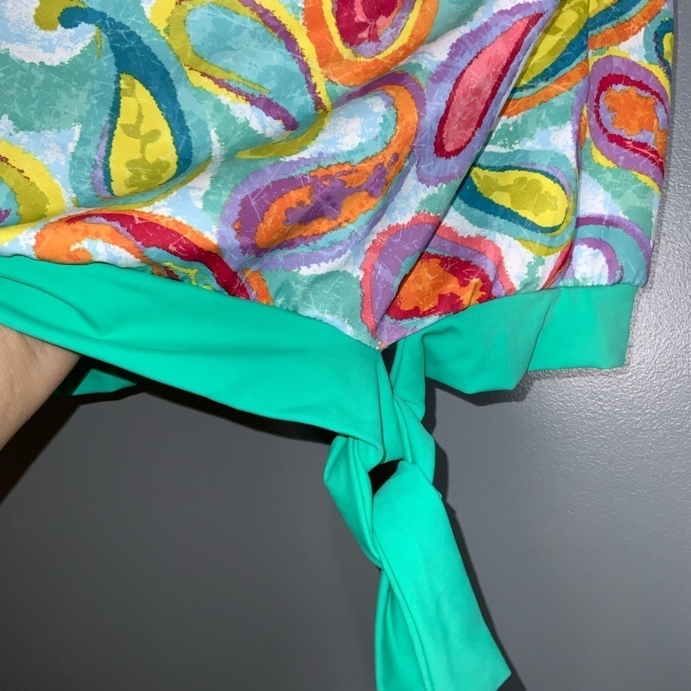 Dippin Daisy Teal Multicolor Paisley Tankini Bandeau & High Waist Bottoms Size 8 - Picture 5 of 10